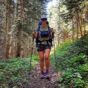 Kathleen Neves Hiking on Trail
